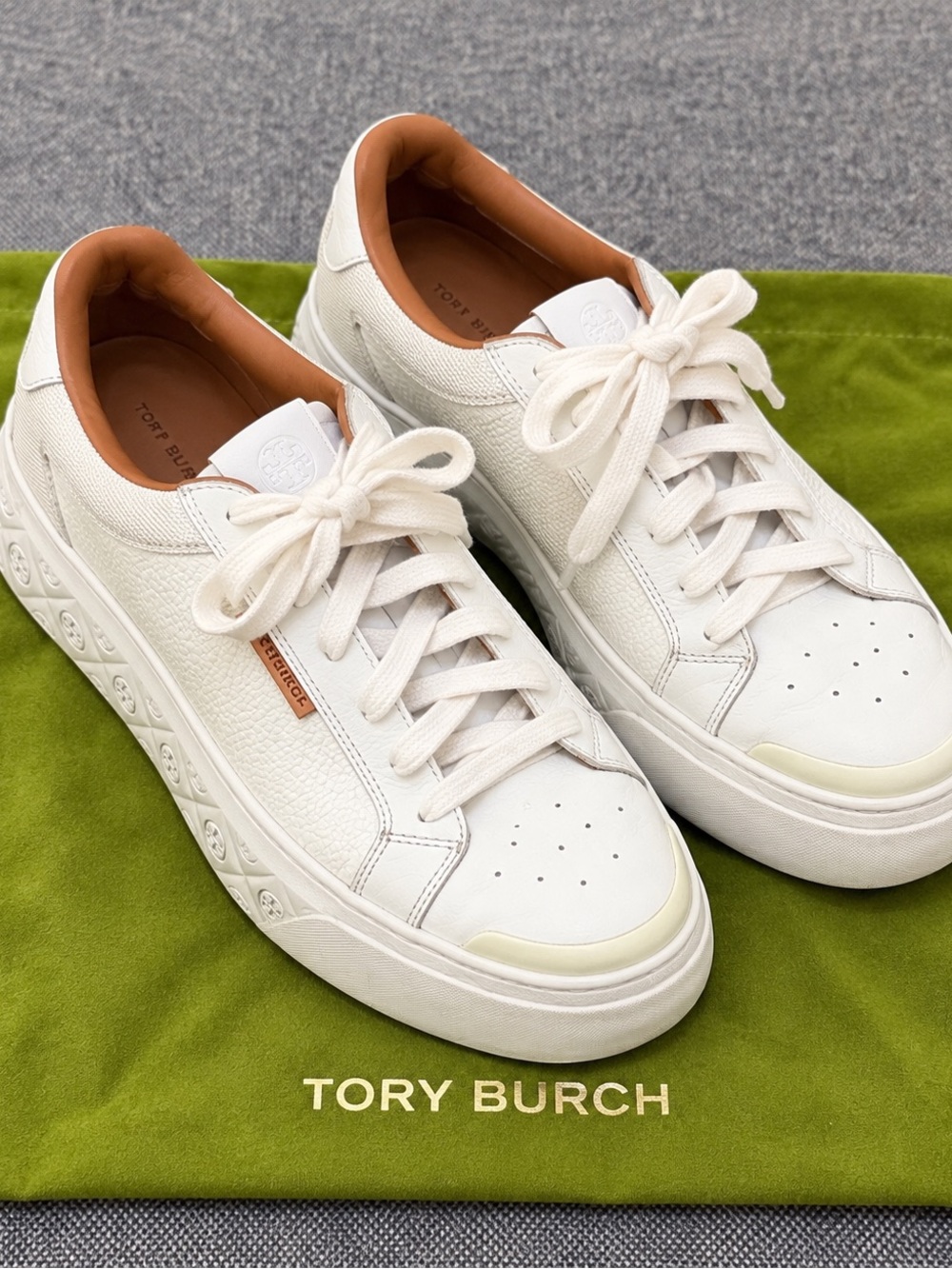 Tory Burch Ladybug White Leather Sneakers Size 7.5